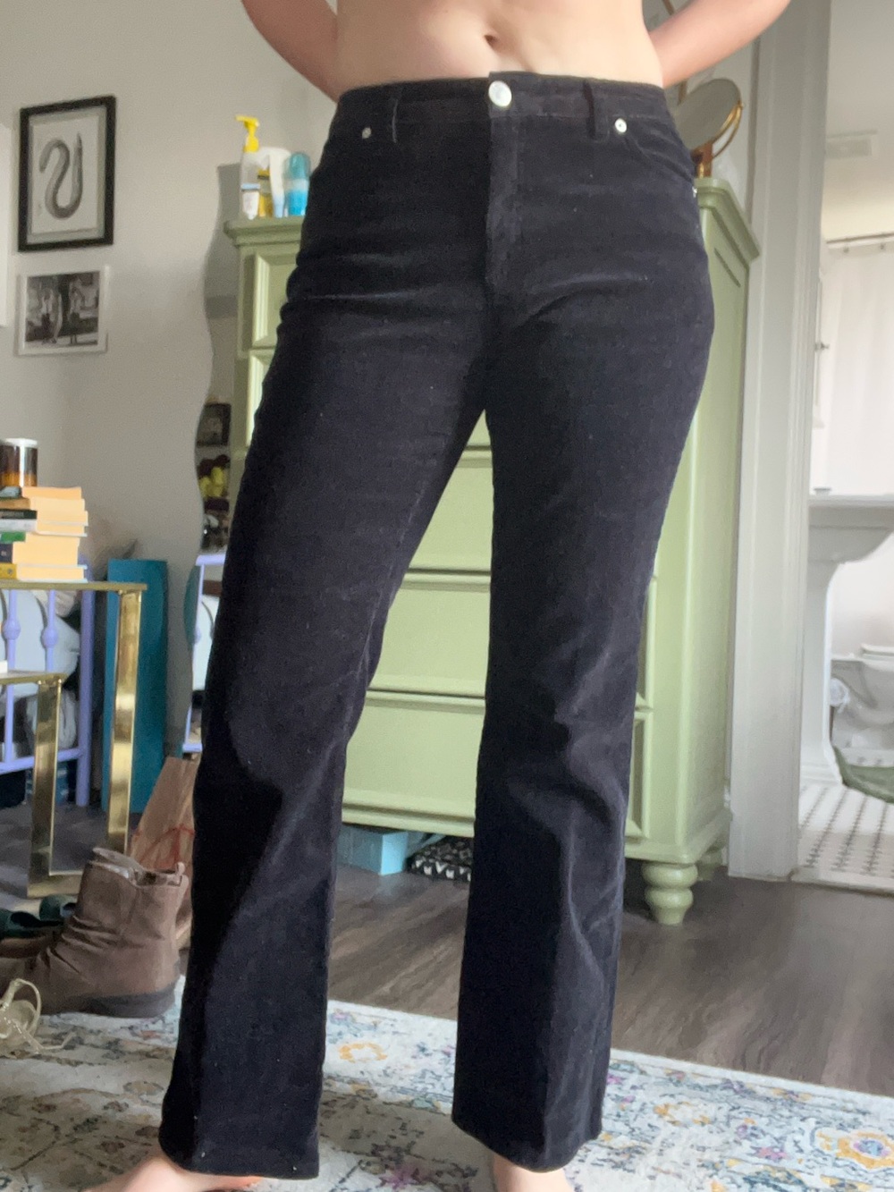 Lands' End Black Straight-Leg Women's Corduroy Pants